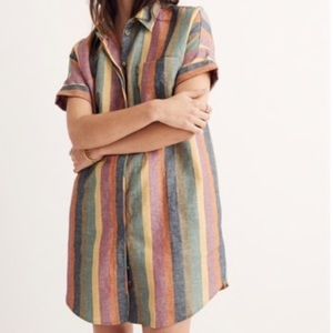 Madewell rainbow stripe courier shirt dress 🌈